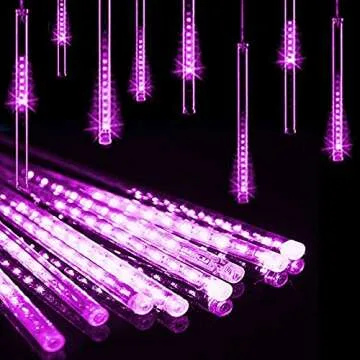 Lwind Meteor Shower Rain Lights,Twinkling Romantic Lights for Party, Wedding, Christmas, etc.11.8inch 8 Tubes (Purple)