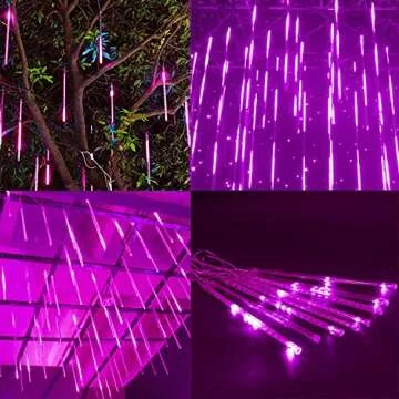 Lwind Meteor Shower Rain Lights,Twinkling Romantic Lights for Party, Wedding, Christmas, etc.11.8inch 8 Tubes (Purple)