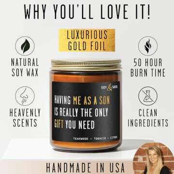 Elegant Mother's Day Soy Candle - Best Gift from Son