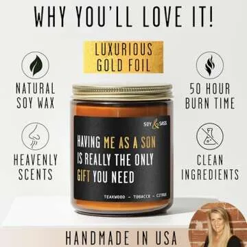 Elegant Mother's Day Soy Candle - Best Gift from Son