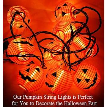 SUNSGNE Halloween Pumpkin Lantern String Lights, 8.5Ft Halloween Orange String Lights with 10 Mini Jack-O- Lanterns Pumpkins, Plug in Outdoor Orange Pumpkin Lantern Lights for Halloween Party Decor