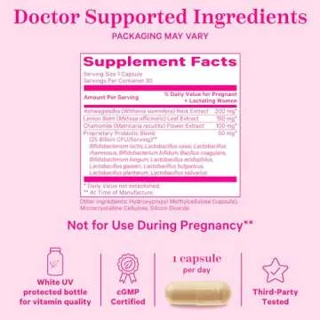 Pink Stork Probiotics for Postnatal Women - 30 Billion CFUS with Ashwagandha and Chamomile, Postpartum Essentials for Hormone Balance, Mood Support, Gut Health, Digestive Wellness, 30 Capsules