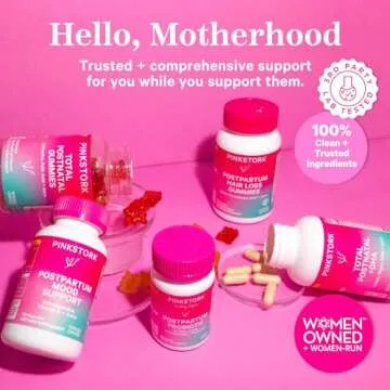 Pink Stork Probiotics for Postnatal Women - 30 Billion CFUS with Ashwagandha and Chamomile, Postpartum Essentials for Hormone Balance, Mood Support, Gut Health, Digestive Wellness, 30 Capsules