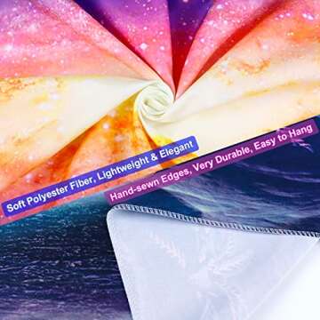 Blacklight Galaxy Tapestry UV Reactive Waterfall Planet Landscape Tapestry Fantasy Mountain Wave Wall Tapestry Mysterious Neon Nebula Plants Wall Hanging for Room