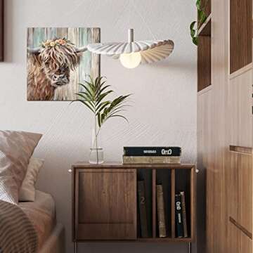 YUEYARIT Highland Cow Canvas Print Vintage Farmhouse Art