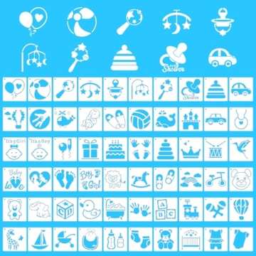 60pcs Baby Stencils for Painting, 3 Inch Baby Shower Stencils for Fabric Painting Decorating Cute Ba...