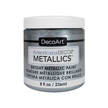Decoart Ameri Deco MTLC Silver Americana Decor Metallics 8oz - Premium Quality Paint for Home & Art ...