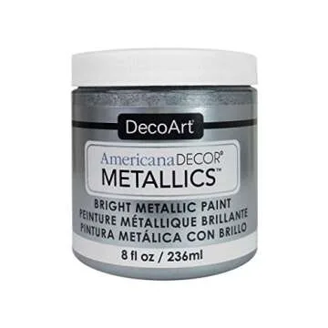 Decoart Ameri Deco MTLC Silver Americana Decor Metallics 8oz - Premium Quality Paint for Home & Art ...