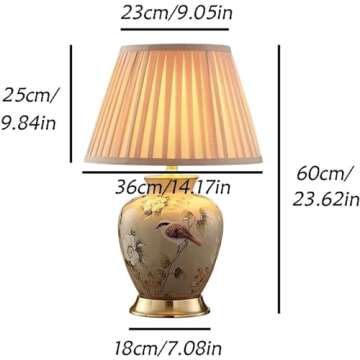 YUJUNDZSW Table Lamp Simple Ceramic Table Lamp Living Room Retro Luxury Hand Painted Bedside Lamp Co...