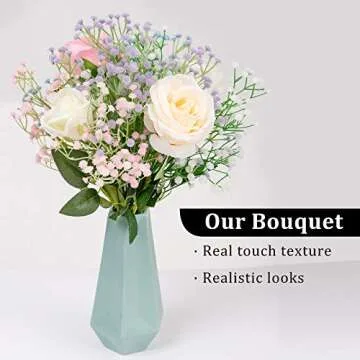 Whaline 4 Color Artificial Baby's Breath Flowers 23.2inch Fake Gypsophila Faux Bouquets for Wedding Party Home Decor Wreath Floral 8 Pack
