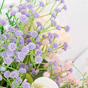 Whaline 4 Color Artificial Baby's Breath Flowers 23.2inch Fake Gypsophila Faux Bouquets for Wedding Party Home Decor Wreath Floral 8 Pack