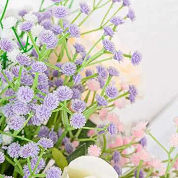 Whaline 4 Color Artificial Baby's Breath Flowers 23.2inch Fake Gypsophila Faux Bouquets for Wedding Party Home Decor Wreath Floral 8 Pack