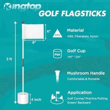 KINGTOP Miniature Golf Flagstick, Practice Putting Green Flags for Yard, Chipping Golf Pin Flag Hole...