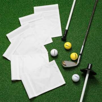 KINGTOP Miniature Golf Flagstick, Practice Putting Green Flags for Yard, Chipping Golf Pin Flag Hole Cup Set, Portable 2-Section Design, Blank White Flags, 3ft Flagpole, Indoor | Outdoor, 4-Pack