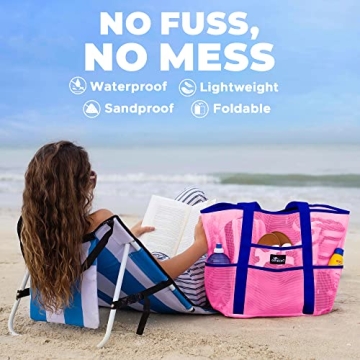 Dejaroo Mesh Beach Bag - Lightweight Tote for Beach Fun