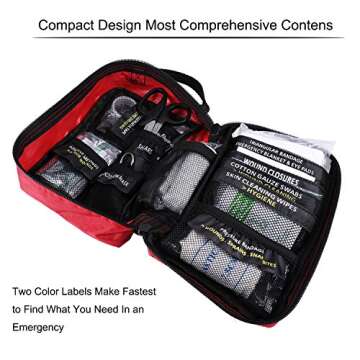 First Aid Kit Outdoor Compact Mini Lightweight Emergency kit Soft Red Portable Waterproof Zippered S...