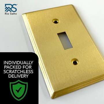 Rio Salto BRASS Metal Toggle Switch Gold Outlet Cover or Light Switch Cover Wall Plate STANDARD SIZE...
