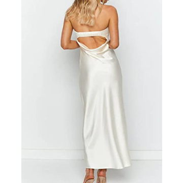 Elegant Realtix Satin Backless Maxi Dress for Women