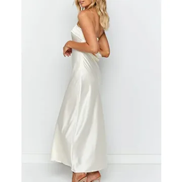 Elegant Realtix Satin Backless Maxi Dress for Women
