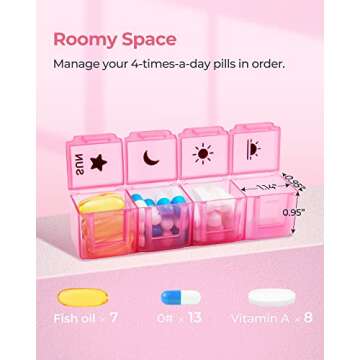 AMOOS Large Capacity Pill Organizer for Daily Use