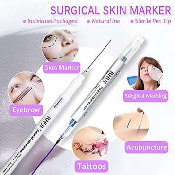 Surgical Skin Marker Pen 4-Pack Professional Sterile Tip Tattoo Stencil Markers Pen Scribes Purple, Individually Wrapped (Tip Size: 0.5mm/1mm/3.5mm)