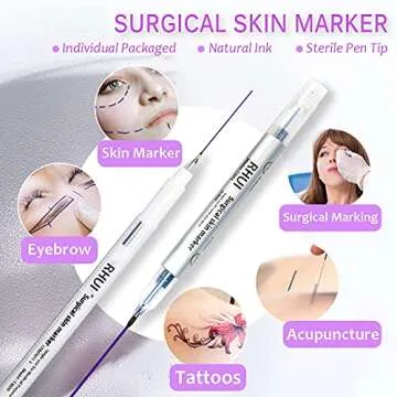 Surgical Skin Marker Pen 4-Pack Professional Sterile Tip Tattoo Stencil Markers Pen Scribes Purple, Individually Wrapped (Tip Size: 0.5mm/1mm/3.5mm)