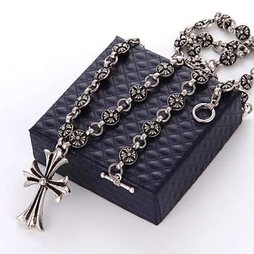 hwojjha 925 Silver Cross Necklace with Pearl Pendant