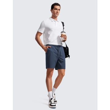 CRZ YOGA Men's 7" Four-Way Stretch Workout Shorts Comfort