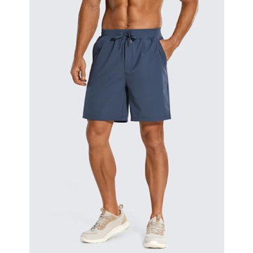 CRZ YOGA Men's 7" Four-Way Stretch Workout Shorts Comfort