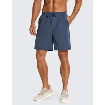 CRZ YOGA Men's 7" Four-Way Stretch Workout Shorts Comfort