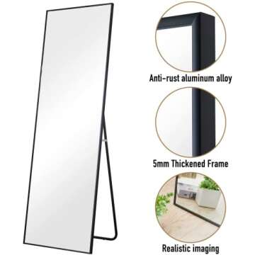 Aluminum Alloy Thickened Frame Full Length Mirror 65x22
