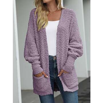 MEROKEETY Women's 2024 Fuzzy Batwing Cardigan Sweater