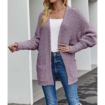 MEROKEETY Women's 2024 Fuzzy Batwing Cardigan Sweater