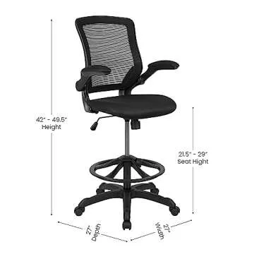 Flash Furniture Kale Mid-Back Swivel Office Chair with Adjustable Foot Ring, Lumbar Support, and Seat Height, Ergonomic Mesh Executive Chair, Black