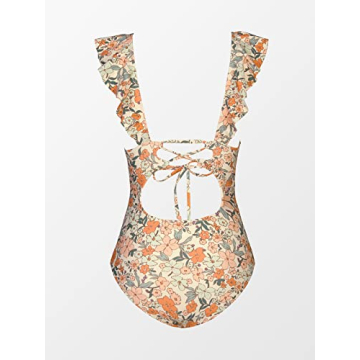 CUPSHE Deep V Neck Floral One Piece Swimsuit