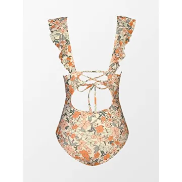 CUPSHE Deep V Neck Floral One Piece Swimsuit