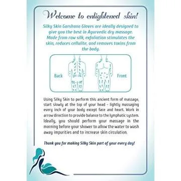 Silky Skin Garshana gLoves Raw Silk Massage - Quality Storage Bag - Ayurvedic Dry Brushing Exfoliate Skin Lymphatic Drainage Brush Reduce Acne Scars Cellulite Massager Remove Toxin