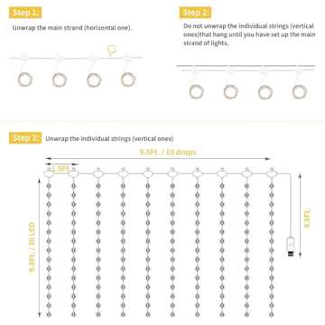 Minetom Curtain Lights, 300 LED Dimmable Fairy Lights with Remote and Timer, 8 Modes, USB Powered String Lights for Room Wall Party Xmas Indoor Decor, Warm White