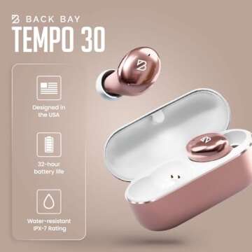 Tempo 30 Wireless Earbuds for Small Ears - Award-Winning Sound, Sweatproof Bluetooth Earbuds, Comfortable Bluetooth Ear Buds for Women, Pink Earphones Small Ear Canals, Long Battery Headphones