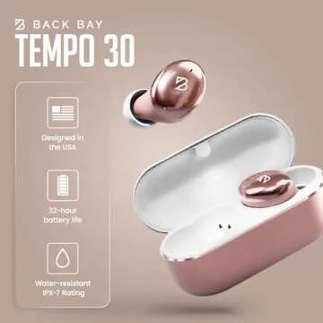 Tempo 30 Wireless Earbuds for Small Ears - Award-Winning Sound, Sweatproof Bluetooth Earbuds, Comfortable Bluetooth Ear Buds for Women, Pink Earphones Small Ear Canals, Long Battery Headphones