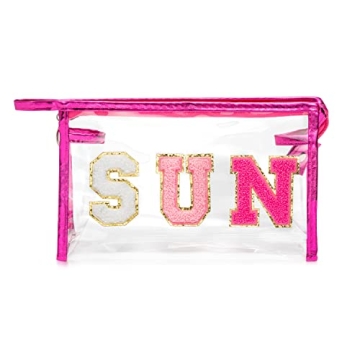 Y1tvei SUN Varsity Letter Cosmetic Bag - Waterproof Travel Organizer