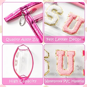 Y1tvei SUN Varsity Letter Cosmetic Bag - Waterproof Travel Organizer