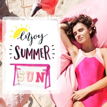 Y1tvei SUN Varsity Letter Cosmetic Bag - Waterproof Travel Organizer