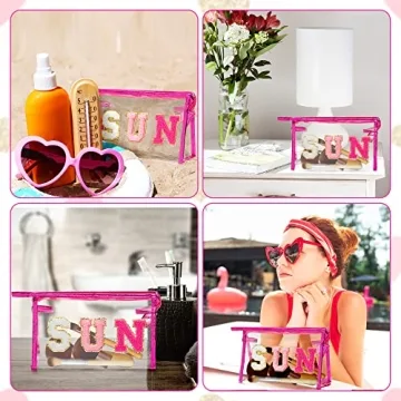 Y1tvei SUN Varsity Letter Cosmetic Bag - Waterproof Travel Organizer