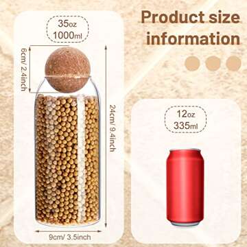 3 Pcs Glass Jar Storage Container with Ball Cork Decorative Round Organizer Bottle Sealed Canister Jar with Airtight Seal Wooden Lid for Food Coffee Bean Candy Biscuits Spice(1000 ML/ 34 Oz)