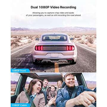 Dual Dash Cam Front and Inside 1080P Dash Camera for Cars IR Night Vision Car Camera for Taxi Accide...