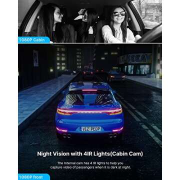 1080P Dual Dash Cam with Night Vision & 64GB SD Card