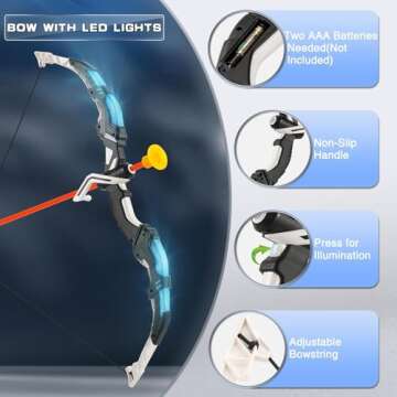 Bow and Arrow Set for Kids, 2-Pack LED Light Up Archery Set with 20 Suction Cup Arrows, Indoor and O...