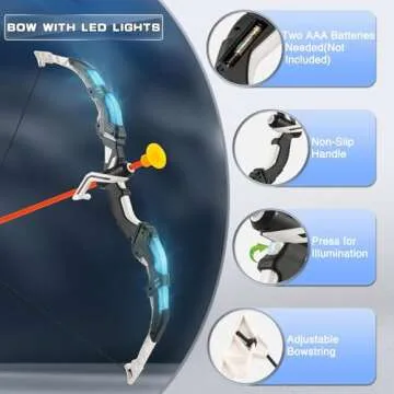 Bow and Arrow Set for Kids, 2-Pack LED Light Up Archery Set with 20 Suction Cup Arrows, Indoor and O...