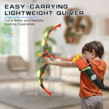 Bow and Arrow Set for Kids, 2-Pack LED Light Up Archery Set with 20 Suction Cup Arrows, Indoor and Outdoor Toy for Boys Girls Age 4-8 8-12 with Standing Target&2 Quivers, Birthday Gift 3-12 Years Old